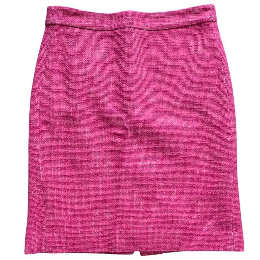 BANANA REPUBLIC Pink Tweed Cotton Pencil Skirt 0/XS Lined Coquette Career Formal